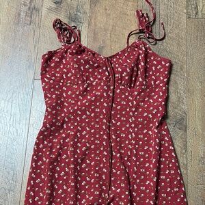 Red Floral Dress with Spaghetti Straps